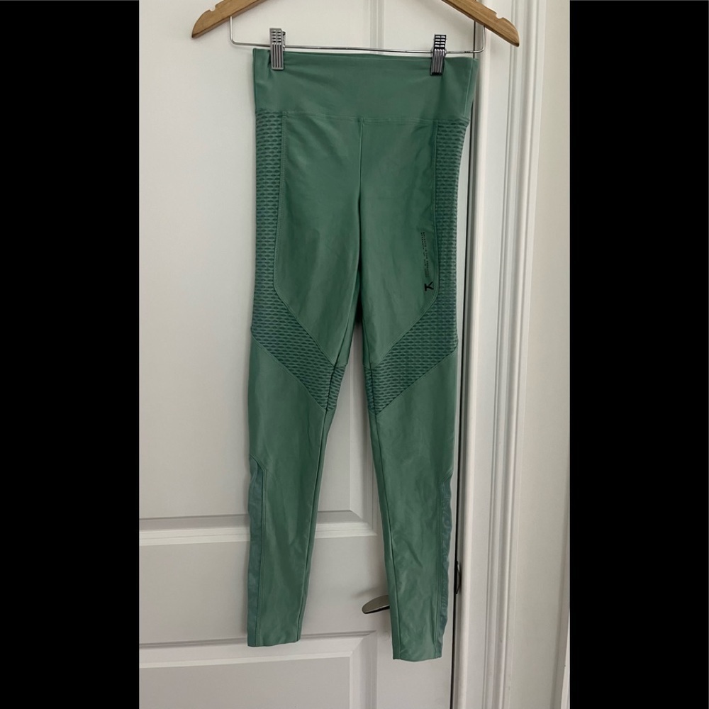 Koral women’s leggings sz. S sage green mesh accent NWOT
